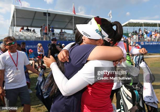 Thidapa Suwannapura of Thailand celebrates with friends after winning the Marathon Classic Presented By Owens Corning And O-I at Highland Meadows...