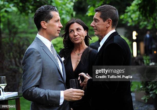 Editor-in-Chief Stefano Tonchi and designer Stefano Gabbana attend the cocktail reception for W Magazine's editor-in-chief at the Bulgari Hotel on...