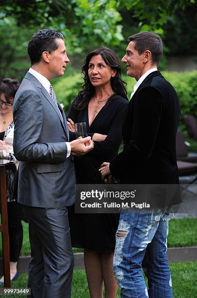 Editor-in-Chief Stefano Tonchi and designer Stefano Gabbana attend the cocktail reception for W Magazine's editor-in-chief at the Bulgari Hotel on...