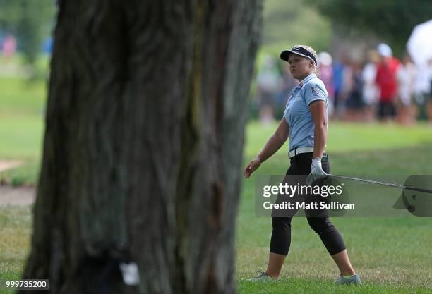 Brooke Henderson of Canada watches her second shot on the 15th hole during the final round of the Marathon Classic Presented By Owens Corning And O-I...