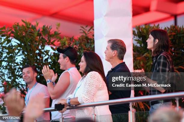Luke Evans, Keely Shaye Smith, Pierce Brosnan and Dylan Brosnan attend as Barclaycard present British Summer Time Hyde Park at Hyde Park on July 15,...