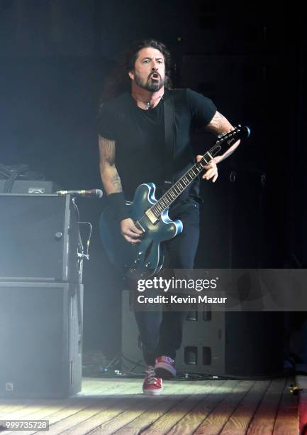 Dave Grohl of Foo Fighters performs on stage during their "Concrete and Gold" tour at Northwell Health at Jones Beach Theater on July 14, 2018 in...