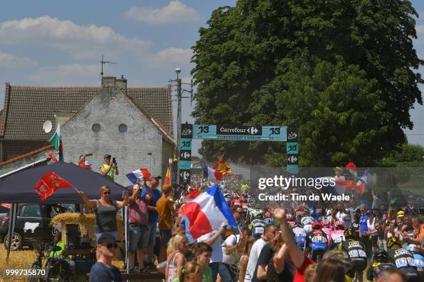 Peloton / Auberchicourt Cobblestones / Public / Fans / Landscape / during the 105th Tour de France 2018, Stage 9 a 156,5 stage from Arras Citadelle...