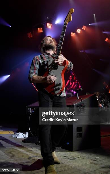 Chris Shiflett of Foo Fighters performs on stage during their "Concrete and Gold" tour at Northwell Health at Jones Beach Theater on July 14, 2018 in...