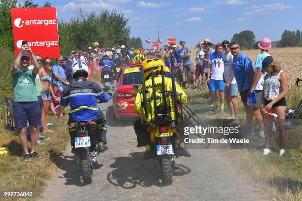 Technical Support motorbike Mavic / during the 105th Tour de France 2018, Stage 9 a 156,5 stage from Arras Citadelle to Roubaix on July 15, 2018 in...