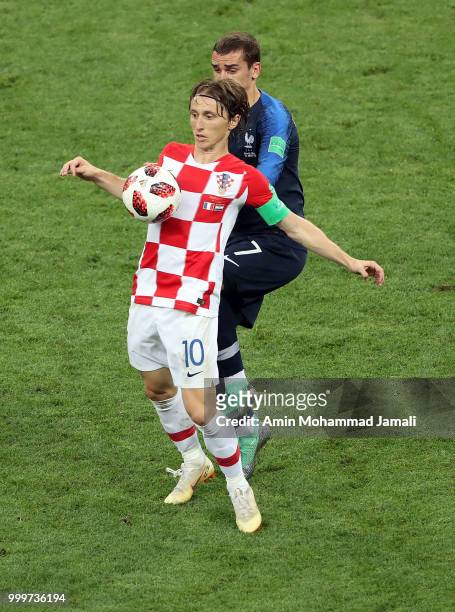 Luka Modric of Croatia in action during the 2018 FIFA World Cup Russia Final between France and Croatia at Luzhniki Stadium on July 15, 2018 in...