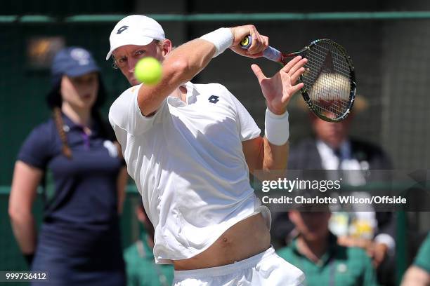 Mens Singles Final - Novak Djokovic v Kevin Anderson - Kevin Anderson at All England Lawn Tennis and Croquet Club on July 15, 2018 in London, England.
