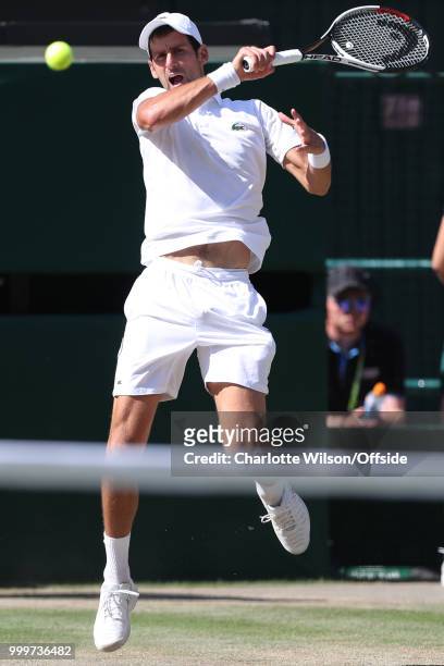 Mens Singles Final - Novak Djokovic v Kevin Anderson - Novak Djokovic at All England Lawn Tennis and Croquet Club on July 15, 2018 in London, England.