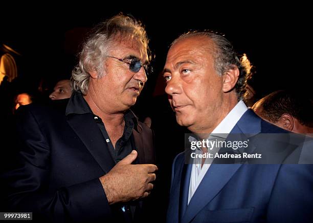 Flavio Briatore and Fawaz Gruosi attend the de Grisogono cocktail party at the Hotel Du Cap on May 18, 2010 in Cap D'Antibes, France.