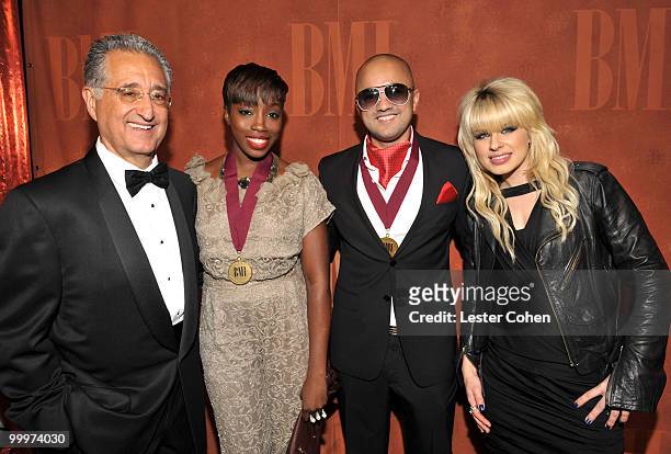 President and CEO Del Bryant, singer Estelle, songwriter RedOne and singer Orianthi attend the 58th Annual BMI Pop Awards held at the Beverly...