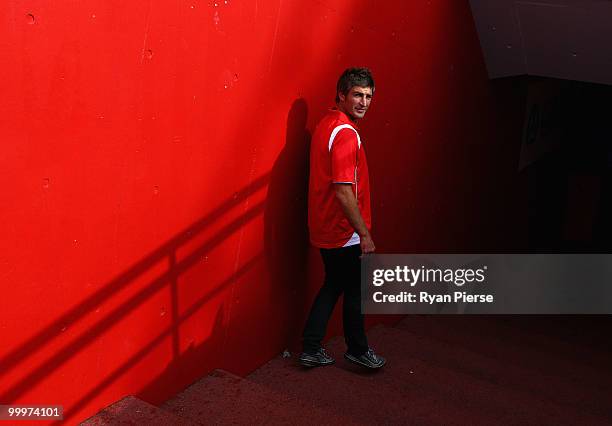 Brett Kirk of the Swans poses after announcing his retirement at the end of the 2010 AFL season during a Sydney Swans press conference at The Sydney...