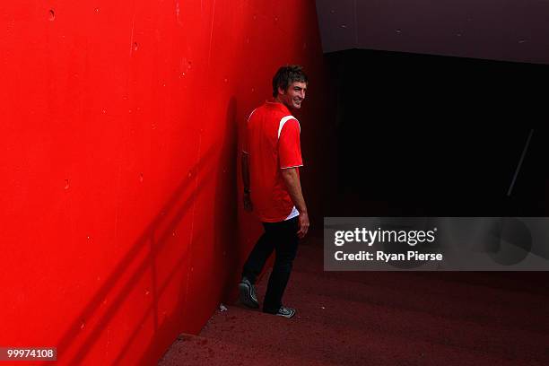 Brett Kirk of the Swans poses after announcing his retirement at the end of the 2010 AFL season during a Sydney Swans press conference at The Sydney...