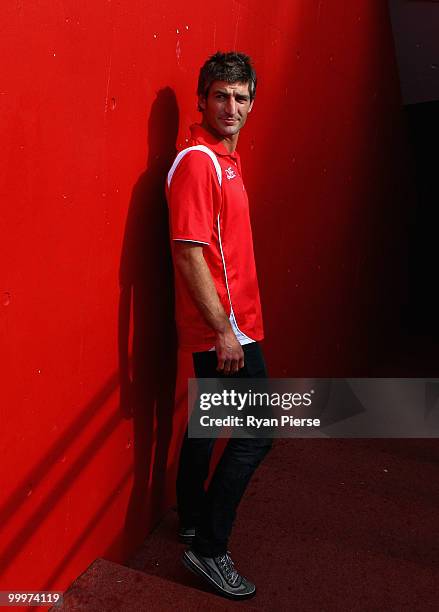 Brett Kirk of the Swans poses after announcing his retirement at the end of the 2010 AFL season during a Sydney Swans press conference at The Sydney...