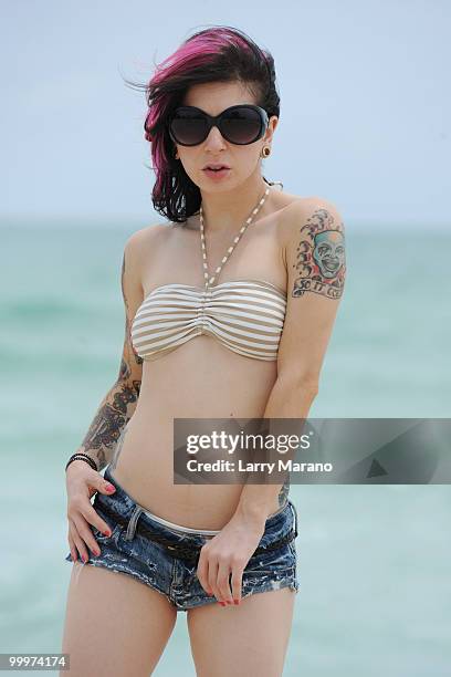 Adult film actress Joanna Angel poses on May 18, 2010 in Miami Beach, Florida.