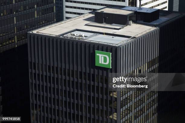 The Toronto-Dominion Bank headquarters stands in the financial district of Toronto, Ontario, Canada, on Wednesday, July 11, 2018. Canadian stocks...