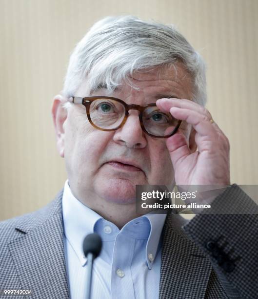 The former German foreign minister Joschka Fischer attends a book presentation of Martin Grosch's new study 'Franz Josef Jung: Stations of a...