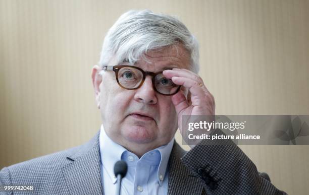 The former German foreign minister Joschka Fischer attends a book presentation of Martin Grosch's new study 'Franz Josef Jung: Stations of a...