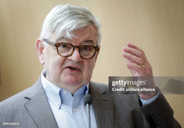 The former German foreign minister Joschka Fischer attends a book presentation of Martin Grosch's new study 'Franz Josef Jung: Stations of a...