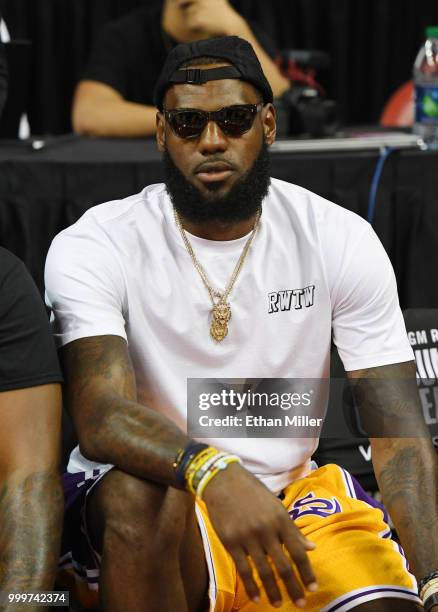 LeBron James of the Los Angeles Lakers attends a quarterfinal game of the 2018 NBA Summer League between the Lakers and the Detroit Pistons at the...