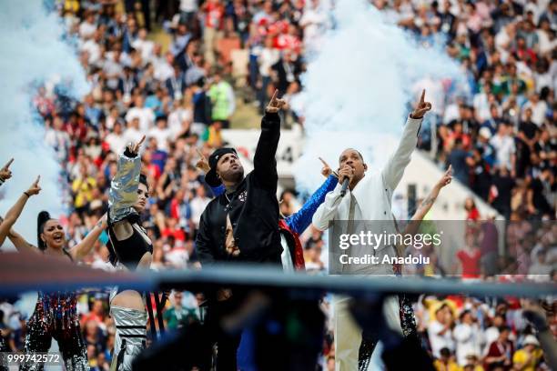 Will Smith , Nicky Jam and Era Istrefi perform ahead of the 2018 FIFA World Cup Russia final match between France and Croatia at the Luzhniki Stadium...