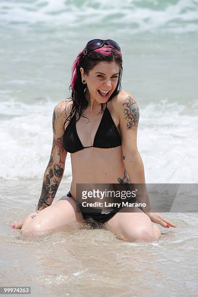 Adult film actress Joanna Angel poses on May 18, 2010 in Miami Beach, Florida.