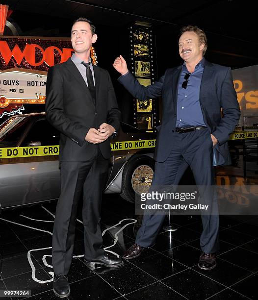 Actors Colin Hanks and Bradley Whitford attend the opening reception for the Good Guys, Bad Guys, Hot Cars Exhibition at the Petersen Automotive...