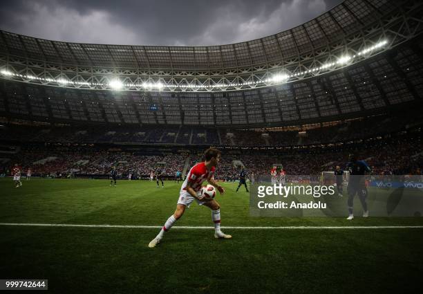 Sime Vrsaljko of Croatia in action during the 2018 FIFA World Cup Russia final at the Luzhniki Stadium in Moscow, Russia on July 15, 2018. France...