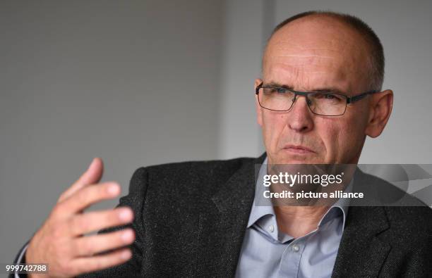 Josef Pott, director of Masterrind, pictured during an interview in Verden, Germany, 22 August 2017. A good breeding bull can have up to 100,000...