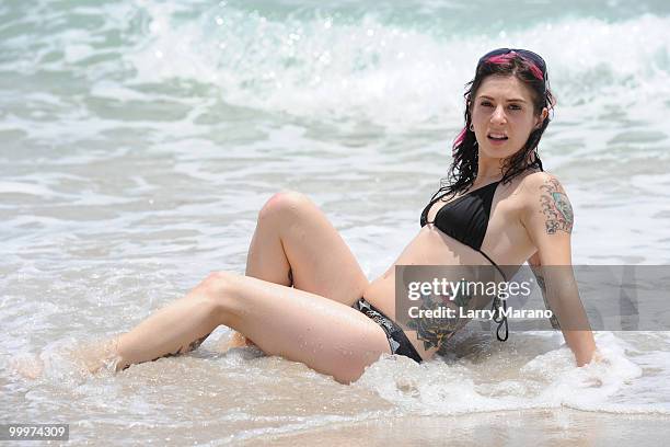 Adult film actress Joanna Angel poses on May 18, 2010 in Miami Beach, Florida.