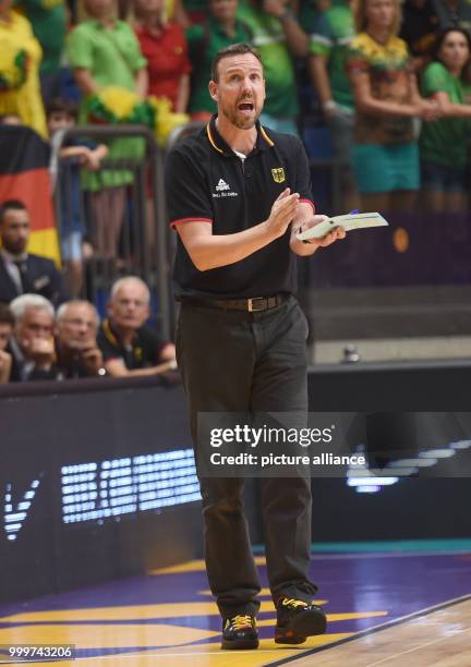 Head coach Chris Fleming of Germany in action during the EuroBasket 2017 Group B game between the Lithuania and Germany at the Tel Aviv Arena, in Tel...