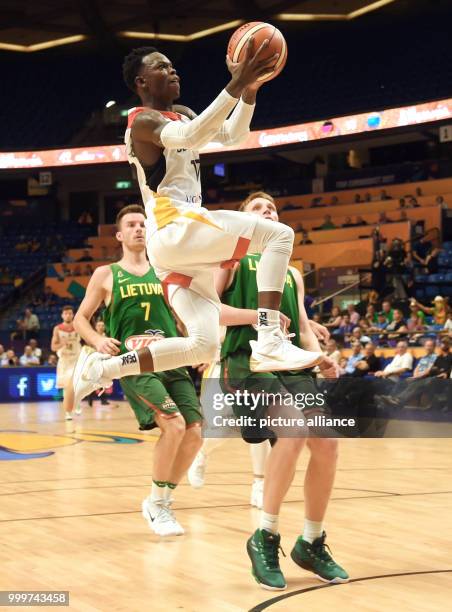 Germany's Dennis Schroeder in action during the Group B group stage EuroBasket championship basketball match between Lithuania and Germany in the Tel...