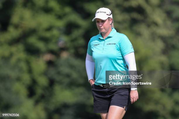 Brittany Lincicome walks onto the 18th green during a playoff hole during the final round of the LPGA Marathon Classic presented by Owens Corning and...