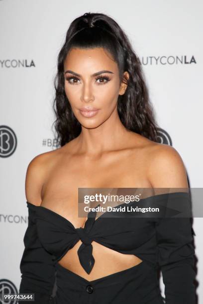 Kim Kardashian West attends the Beautycon Festival LA 2018 at the Los Angeles Convention Center on July 15, 2018 in Los Angeles, California.