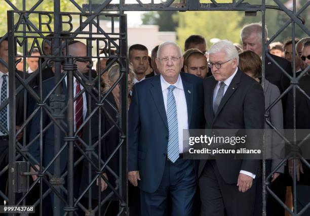 German President Frank-Walter Steinmeier and Israeli President Reuven Rivlin visit the memorial in the former concentration camp in Dachau, Germany,...