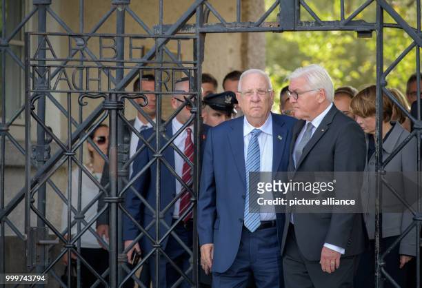 German President Frank-Walter Steinmeier and Israeli President Reuven Rivlin visit the memorial in the former concentration camp in Dachau, Germany,...