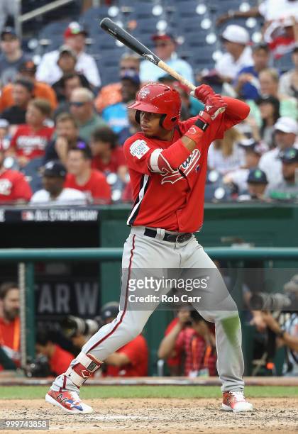 Luis Garcia of the Washington Nationals and the World Team bats in the seventh inning against the U.S. Team during the SiriusXM All-Star Futures Game...