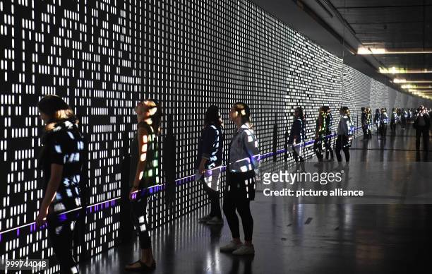 The installation "unitape" by Carsten Nicolai from 2015 is exhibited in the centre for arts and media in Karlsruhe, Germany, 06 September 2017. The...