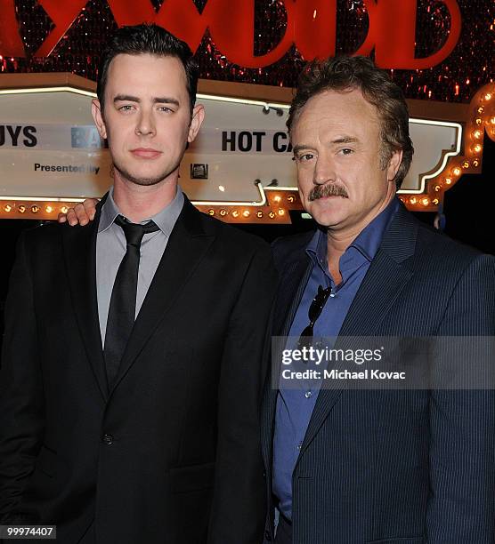 Actors Colin Hanks and Bradley Whitford attend "The Good Guys, Bad Guys, Hot Cars" exhibition opening reception at Petersen Automotive Museum on May...