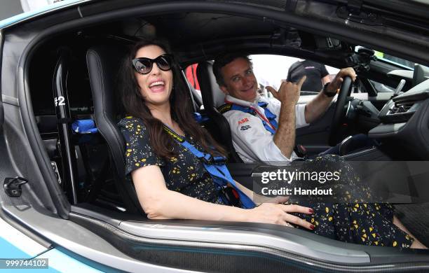 Actress Liv Tyler, with Alejandro Agag, CEO, Formula E. On July 14, 2018 in New York, United States.