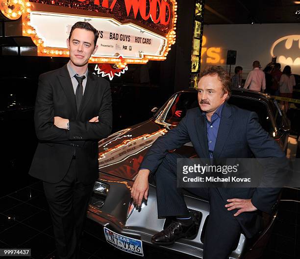 Actors Colin Hanks and Bradley Whitford attend "The Good Guys, Bad Guys, Hot Cars" exhibition opening reception at Petersen Automotive Museum on May...