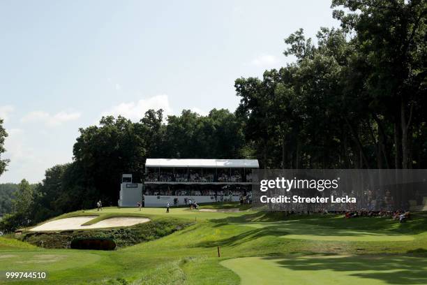 General view of the 16th hole during the final round of the John Deere Classic at TPC Deere Run on July 15, 2018 in Silvis, Illinois.