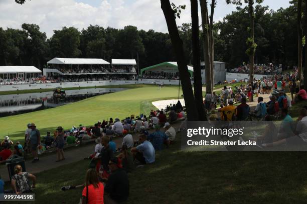 General view of the 18th hole during the final round of the John Deere Classic at TPC Deere Run on July 15, 2018 in Silvis, Illinois.