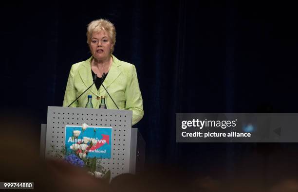 Erika Steinbach, member of the parliament, speaks at an AfD election campaign event in Pforzheim, Germany, 06 September 2017. Photo: Sebastian...