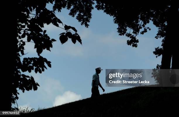 Michael Kim walks to the 13th hole during the final round of the John Deere Classic at TPC Deere Run on July 15, 2018 in Silvis, Illinois.