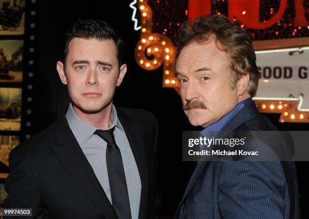 Actors Colin Hanks and Bradley Whitford attend "The Good Guys, Bad Guys, Hot Cars" exhibition opening reception at Petersen Automotive Museum on May...