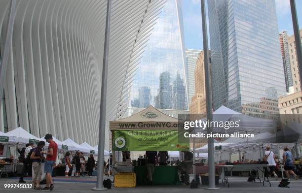 The Greenmarket at Oculus Plaza, a farmers' market at the base of the new World Trade Center in New York, USA, 5 September 2017. The old farmers'...