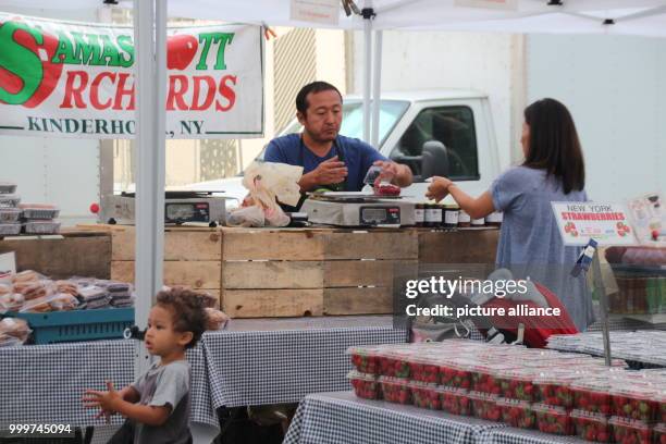 The Greenmarket at Oculus Plaza, a farmers' market at the base of the new World Trade Center in New York, USA, 5 September 2017. The old farmers'...