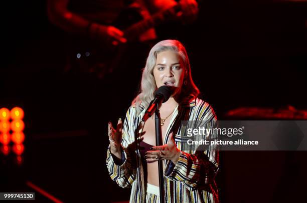 Singer Anne-Marie performs at the German Radio Award 2017 at the plaza of the Elbphilharmonie concert hall in Hamburg, Germany, 7 September 2017. The...
