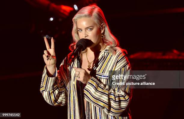 Singer Anne-Marie performs at the German Radio Award 2017 at the Elbphilharmonie concert hall in Hamburg, Germany, 7 September 2017. The prize for...