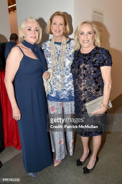 Gillian Fuller, Barbara de Portago and Ann Barish attend the Parrish Art Museum Midsummer Party 2018 at Parrish Art Museum on July 14, 2018 in Water...